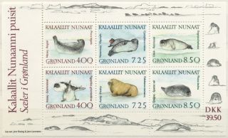 Greenland Sea Animals 1991 MI Block 3 MNH