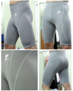 Mens Compression Athletic Short Skin Tights Pants Gray