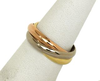 Designer Tri Color 18K Gold Cartier Trinity Rolling Band Ring Size 8 3
