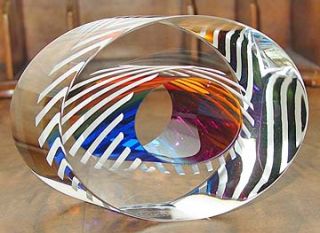 Signed Paul Harrie Sunrise Ellipse Art Glass Sculpture