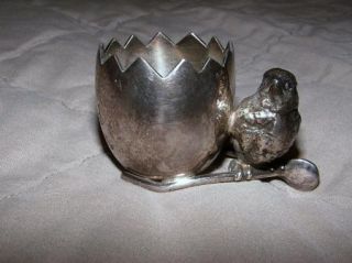 Victorian Barbour Silverplate Figural Chick Egg Toothpick