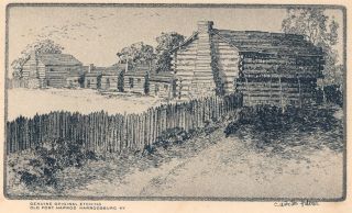  Old Fort Harrod KY Etching C Winston Haberer