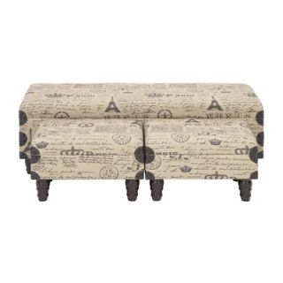 Woodland Imports Handcrafted Wood and Fabric Bench  