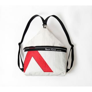 Sardinia Sack Backpack in White Sailcloth with Red Number