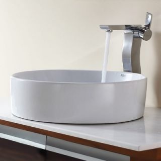 Kraus Combos Round Ceramic Sink and Single Hole Faucet with Single