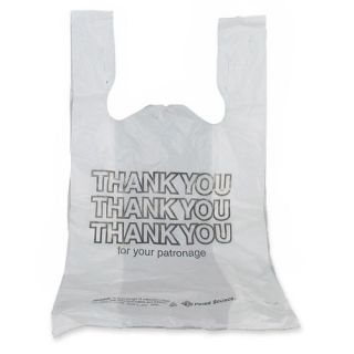 Thank You Bags, 12 Mic, 11 1/2x6 1/2x21, 1000 Count, White