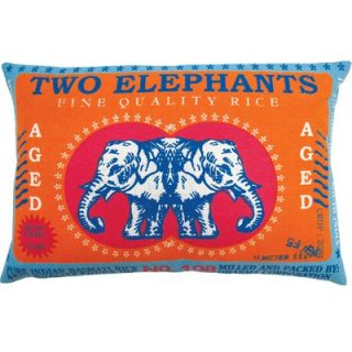 Koko Company Rice 13 x 20 Pillow with Two Elephants Print