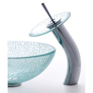 Glass 14 Vessel Sink and Waterfall Faucet   C GV 500 14 12mm 10