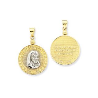 Jewelryweb 14K Two tone Mother Teresa Joy Medal Pendant