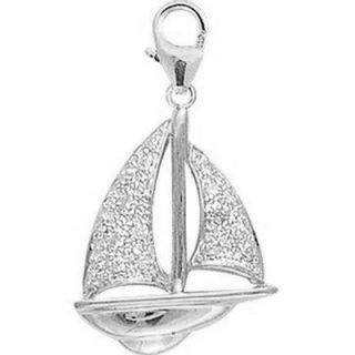 EZ Charms 14K 1.15 Grams White Gold Diamond Sailboat Charm
