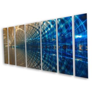  Abstract by Ash Carl 3 Dimensional Metal Wall Art in Blue  23.5 x 60