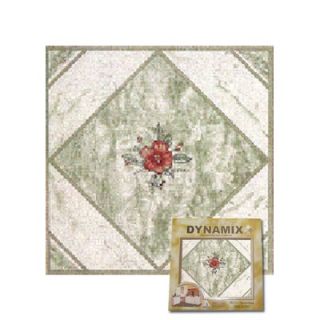  Dynamix Vinyl Light Green/ Red Flower Floor Tile (Set of 20)