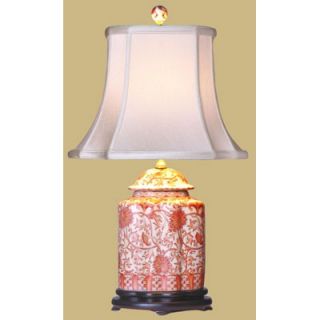 Oriental Furniture 22 Porcelain Coral Scallops Jar Lamp