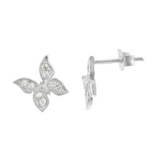 Skyline Silver Sterling Silver CZ 0.34 Pave Butterfly Necklace and