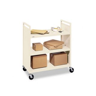  Flat Shelf Cart With Four Casters, Three Shelves, 37 x 18 x 42, Putty