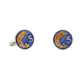 Penny Black 40 Hand Painted Caymen Island Five Cent Coin Cufflinks