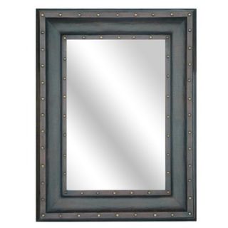 Crestview Beveled Leather Studded Wall Mirror   CVMRA290