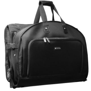 Wally Bags 52 Tri Fold Nylon Garment Bag in Black with Leather