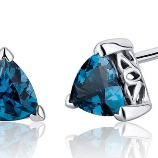 Oravo 1.50 Carats London Blue Topaz Trillion Cut V Prong Stud Earrings