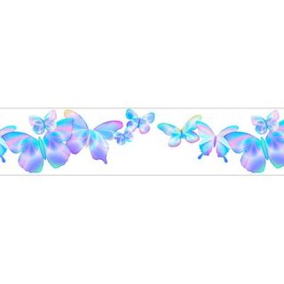 Walls Fluttering Butterflies Free Style Border Wallpaper in Blue