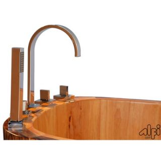 Alfi Brand 59 Free Standing Oak Wood Bath Tub with Chrome Tub Filler
