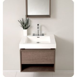 Fresca Potenza Gray Oak Modern Bathroom Vanity with Mirror and Pop