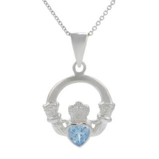 Skyline Silver Sterling Silver 0.67 Claddagh with Blue