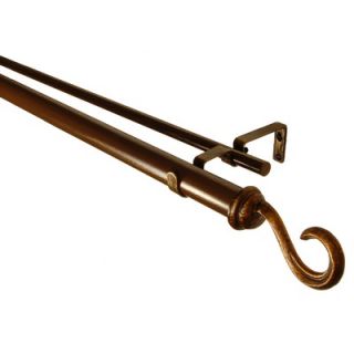 Hook Double Curtain Rod in Antique Gold   125DHKG