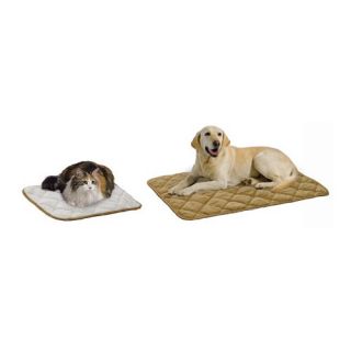 Quiet Time Deluxe Quilted Reversible Dog Mat in Tan Suede and Fleece
