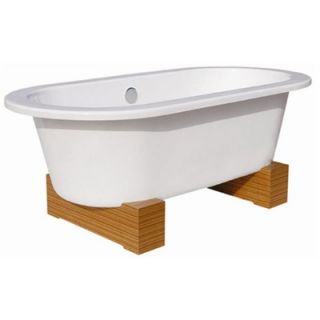 Belle Foret 68 Contemporary Cast Iron Soaking Tub with Wood Block