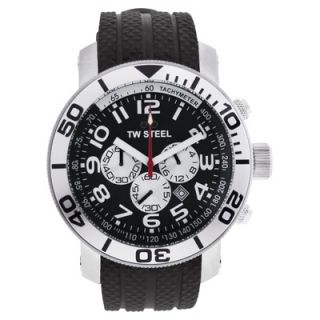 TW Steel Grandeur Mens Rubber Strap Watch with Black Chronograph Dial