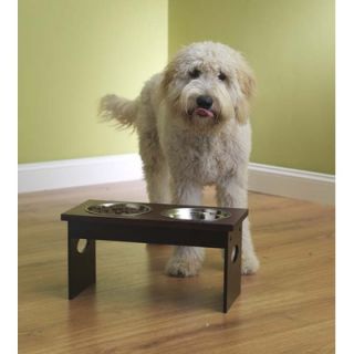 Petrageous Mahogany Elevated Dog Feeder with Stainless Steel Bowls