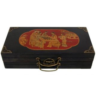 Oriental Furniture Chess Set Box in Black Lacquer   LQ CHESS