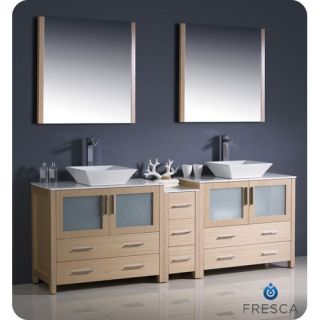 Torino 84 Modern Double Sink Bathroom Vanity with Side Cabinet and