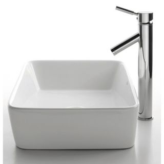 15 Ceramic Rectangular Vessel Sink in White
