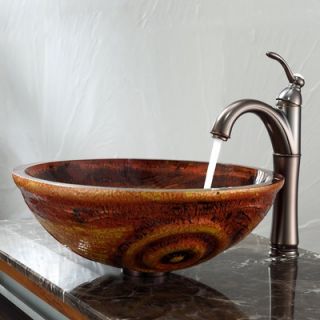  Brown Glass Vessel Sink and Ramus Faucet   C GV 103 14 12mm 1007