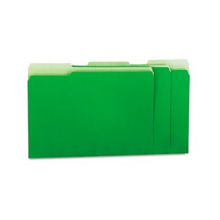  Interior File Folders, 1/3 Cut, Top Tab, Letter, Green, 100/Box