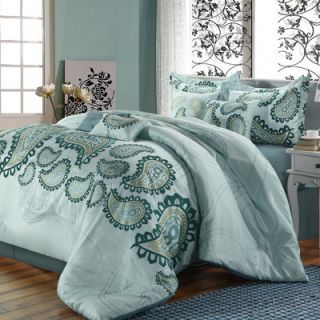 Luxury Home Cornice Flocked Paisley 8 Piece Comforter Set