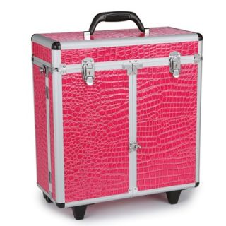 Top Performance Faux Croc Grooming Tool Case with Wheels in Hot Pink