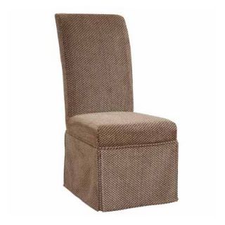 Powell Classic Seating Checked Chenille Skirted Slipcover in Brown/Tan