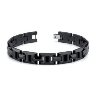 Oravo Black Ceramic H Style Link Bracelet for Men
