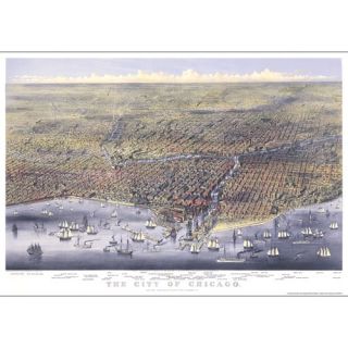 Chicago 1874 Historical Print Mounted Wall Map
