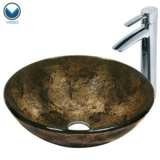 Vigo Sintra Tempered Glass Vessel Sink with Faucet in Chrome
