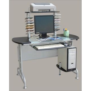  Half Glass Top Computer Desk with 4 Levels and CD Holders   G 124