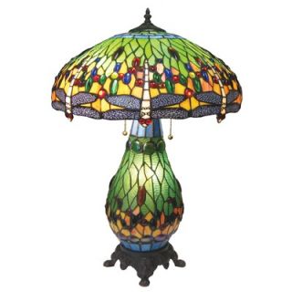 Chloe Lighting Tiffany Style Dragonfly Double Lit Table Lamp with 240
