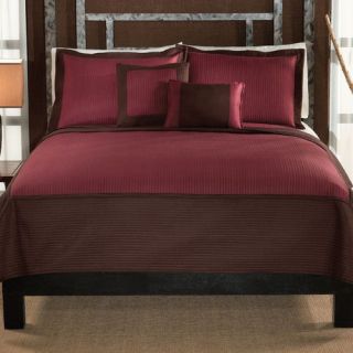 Barclay Full / Queen Quilt with Two Shams in Chocolate / Red