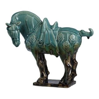 Cyan Design Variegated Chinese Horse Figurine in Cyan and Brown