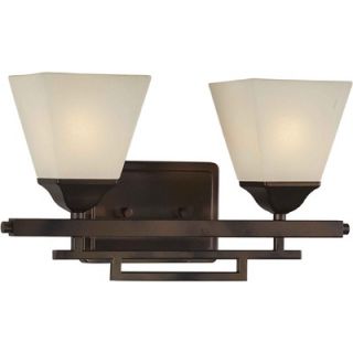 Forte Lighting Two Light Vanity with Umber Shade in Antique Bronze