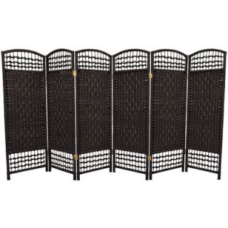 Oriental Furniture Fiber Weave 6 Panel Room Divider in Dyed Black