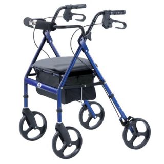 Hugo Portable Rolling Walker with Seat Backrest and 8 Wheels in Blue
